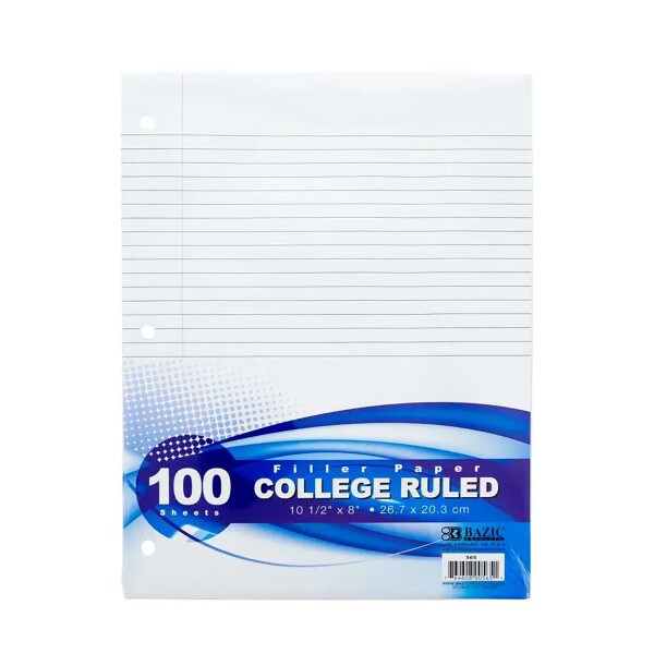 Bazic College Ruled Paper - 100 Sheets